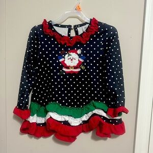 GUC BLK&White Polkadot Kids Red& Green Dress w/Ruffles@collar hem & sleeves szXL